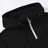 economico felpe con cappuccio da uomo di base-Per uomo Felpa con cappuccio Felpa con cappuccio e zip corta Aalbicocca Nero Vino Blu marino Verde scuro Con Cappuccio Semplice Coulisse Zip a un quarto Sport &amp; Outdoor Quotidiano Ferie Poliestere