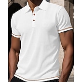 preiswerte Klassisches Poloshirt für Herren-Herren Golfshirt Golf Poloshirts Arbeit Lässig Revers Kurzarm Basic Modern Einfach Knöpfe Jacquard Sommer Frühling Normale Passform Schwarz Weiß Marineblau Blau Dunkelgray Hellblau Golfshirt