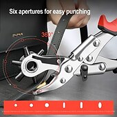 cheap DIY Art-1pc Heavy-Duty Faux Leather Belt Hole Punch Pliers  Rotary Steel Hand Tool with Red Rubberized Grip for Belts Sewing Projects &amp; Crafting  Perfect Gift for DIY Enthusiasts Faux Leather Hole Punch