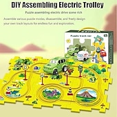 abordables cotillons-Circuit de course de wagons, chariot électrique à assembler soi-même pour enfants, jouet éducatif