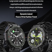 abordables Relojes inteligentes-Reloj inteligente deportivo para hombre, con linterna LED, Bluetooth, llamadas, control del ritmo cardíaco, asistente de voz, SOS, para exteriores, 1,52