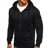 economico Felpa con cappuccio in pile-Per uomo Felpa con cappuccio Felpa con cappuccio a zip intera Felpa con cappuccio in pile Nero Bianco Verde militare Rosso Borgogna Con Cappuccio Semplice Con zip Tasca Sport &amp; Outdoor Casuale