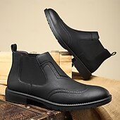 abordables Bottes de Chelsea-Homme Bottes Bottes Chelsea Marche ancien Occasionnel Britannique Cuir PU Confortable Antidérapant Chaud Bottines Mocassin Noir Marron Kaki Automne Hiver