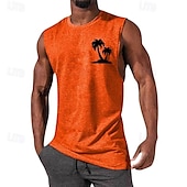 economico Canotte da palestra-Per uomo Canotta Maglietta smanicata Canottiera Maglietta senza maniche Senza Maniche Girocollo Estate Albero di Cocco Moda Designer Essenziale Stampato Vacanza Streetwear Uscire Nero Bianco Blu