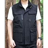 economico Gilet-Per uomo Gilet All&#039;aperto Quotidiano Moda Casual Primavera Autunno Tasca Poliestere Confortevole Semplice Cerniera Collo alla coreana Vestibilità regolare Nero Rosso Blu Cachi Gilet