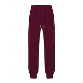 cheap Cargo-Men's Cargo Sweatpants Sweatpants Joggers Trousers Waffle Pants Drawstring Elastic Waist Multi Pocket Plain Comfort Daily Sports Outdoor Fashion Casual Wine Khaki Micro-elastic