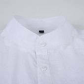 voordelige Heren Elite Overhemden-Voor heren Overhemd Zwart Wit Geel Rood Donker Marine Lange mouw Effen opa kraag School Formeel Kleding minimalistische