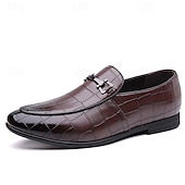 voordelige Loafers-Groene instappers met krokodillenmotief voor heren – casual zakelijke stijl, comfortabele schoenen van imitatieleer voor op kantoor en dagelijks gebruik