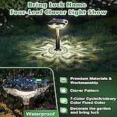 cheap Landscape Lights-1PC Clover Solar Lights for Outside Pathway Lights Clover Solar Garden Walkway Lights 3 Mode Outdoor Solar Path Lights Maintain of Landscape Lighting Decorative for Lawn Yard Patio