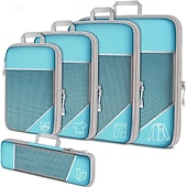 cheap Luggage &amp; Travel Storage-Compression Travel Packing Cubes Set for Luggage Storage and Backpack Organizer, Expandable Mesh Travel Bags, 5-Piece Set for Space Saving and Organizing Clothes