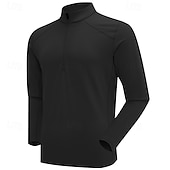 abordables Tapas-Hombre Sudadera de polar Sudadera con un cuarto de cremallera Manga Larga Escote Chino Camiseta Al aire libre Mantiene abrigado Invierno Poliéster Negro Azul Albaricoque Pesca Tenis Corriendo