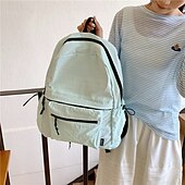 abordables Sacs à dos-Sac à dos d&#039;école unisexe en nylon léger – sac à dos résistant à l&#039;eau de couleur unie pour adolescents et étudiants