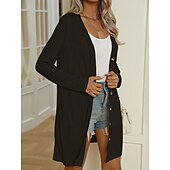 abordables Manteaux &amp; trenchs-Femmes Veste Décontractée Confortable Respirant Boutons Occasionnel Uni Vacances Rue Occasionnel Tenue quotidienne Simple Boutonnage Long Col en V Coupe régulière manche longue Vêtements d&#039;extérieur