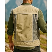 abordables Vestes-Homme Gilet de pêche Gilet multifonctionnel Sans manches Veste Extérieur Léger Respirant Fermeture éclair Polyester Noir Blanche Vert Véronèse Chasse Pêche Escalade