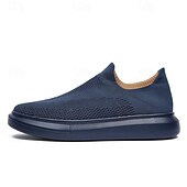 cheap Slip-On Casual Shoes-Men's Slip-On Knit Walking Sneakers – Lightweight Breathable Casual Shoes for Travel, Gym &amp; Daily Wear
