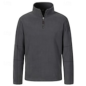 economico felpe in pile-Per uomo Maglia Felpa con cappuccio in pile Felpa con zip corta Nero Marrone Verde Cachi Grigio scuro Collo Alto Semplice Zip a un quarto Sport &amp; Outdoor Casuale Quotidiano Streetwear Cool