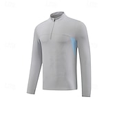 preiswerte Oberteile-Herren Performance-Shirt Sport-T-Shirt Langarm Stehkragen Oberteil Außen Schnelltrocknend Schweißableitend geruchshemmend Atmungsaktiv Polyester Weiß Blau Himmelblau Angeln Tennis sportlich