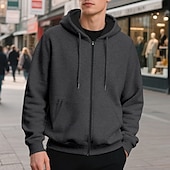 abordables sudaderas basicas hombre-Hombre Sudadera Sudadera con capucha y cremallera completa Sudadera con capucha de lana Albaricoque Negro Verde Ejército Azul Marino Gris Claro Con Capucha Plano Bolsillo Deporte Diario Festivos