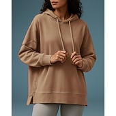 abordables Sudadera &amp; Sweatshirt-Mujer Tops casuales Sudadera con capucha Sudaderas Bolsillo Manga Larga Camiseta Ropa Deportiva Color sólido Protección Solar Resistente al Viento Senderismo Rutina de ejercicio De Deporte Ropa de