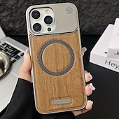 levne Pouzdra pro iPhone-telefon Carcasă Pro iPhone 17 Pro Max 17 Air 16 15 14 Pro Max Plus 13 Pro Max Zadní kryt Magnetické Nárazuvzdorné Textura dřeva PC