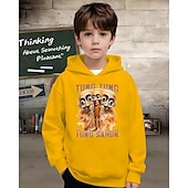 billiga Pojkens 3D Sporter &amp; Spel-Pojkars casual hoodie med tung tung tung saur roligt abstrakt tryck 3D-grafik hoodie långärmad vår höst mode streetwear barn 4-12 år huva utomhus casual daglig normal passform