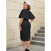 abordables Robes-Rétro Vintage Années 1950 Rockabilly Midi Robe de cocktail Robe fourreau Grande taille Col rond Femmes Performance Soirée &amp; Fête Soirée à thème rétro Adultes Robe Printemps &amp; Été