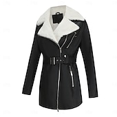 abordables vestes en sherpa-Femmes Veste en Polaire Confortable Fermeture intégrale Mode street style Uni Extérieur Décontracté Quotidien Régulier Col Rabattu Coupe régulière manche longue Vêtements d&#039;extérieur Noir Bleu Chameau