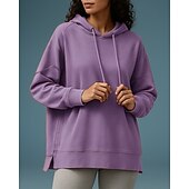 abordables Sudadera &amp; Sweatshirt-Mujer Tops casuales Sudadera con capucha Sudaderas Bolsillo Manga Larga Camiseta Ropa Deportiva Color sólido Protección Solar Resistente al Viento Senderismo Rutina de ejercicio De Deporte Ropa de