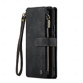 abordables Coques Samsung-téléphone Coque Pour Samsung Galaxy Pixel 8 Pro Pixel 9 Pixel 9a Étui Portefeuille Fermeture Éclair avec Lanière Support TPU faux cuir