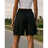 abordables Shorts de course-Femmes Shorts de course Shorts Cargo Cordon de serrage Avec Poches Taille haute Bas Salle de sport Athleisure Entraînement Été Séchage Rapide Respirant Entraînement en salle Extérieur Course Coupe