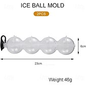 preiswerte Küchenutensilien &amp; Gadgets-Eisballform-Set mit 4 Löchern für Whisky, runder Eiskugelbereiter, Eiswürfelschale für vier Würfel, perfekt für die Herstellung großer Eisbälle für Cocktails und Getränke