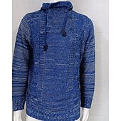 baratos suéter pulôver masculino-Homens Pulôver suéter Suéter de malha Estriado Tricotar Tops regulares Tricotado Tecido Com Capuz Moda Básico Férias Roupa Diária Roupa Outono Inverno Vinho Azul S M L