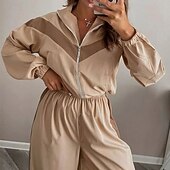 رخيصةأون بدلات رياضية-نسائي بدلة رياضية بنطلونات بنطلون رياضي رباط جيب ألوان متناوبة أطقم ملابس رياضية الربيع أسود أحمر الصالة الرياضية تدريب ركض خصر عالي ضد الهواء خفة الوزن رطوبة فتل كم طويل رياضة ألبسة رياضية مرن نسبياً