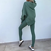 levne teplákové soupravy-Dámské Tepláková souprava Mikina s kapucí Legíny na běhání Rozparek Jednobarevné Celotělové oblečení Jaro Podzim Černá Růžová Tělocvična Výcivk Běh Vysoký pas Větruvzdorné Lehká váha Odvod vlhkosti