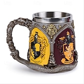 economico Tazze e tazzine-Tazza con emblema del castello magico, boccale da birra retrò in acciaio inossidabile, tazza regalo dell&#039;accademia dei maghi, bicchieri fantasy per fan e collezionisti