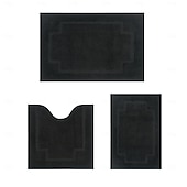 levne Sada 3 ks koupelnových koberců-obdélníkový 3/5&quot; (1,5 cm) Rohožky na stroji Polyester Non Skid Klasické Pevná barva