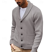 preiswerte Herren Strickjacke-Herren Pullover Kleid Pullover Strickjacke Reißverschluss-Pullover Strickpullover Gerippt Stricken Normale Oberteile Gestrickt Gerippt Einfach Schalkragen Mode Schals Lässig Alltagskleidung Bekleidung