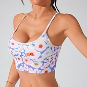 זול חזיות ספורט וגופיות-בגדי ריקוד נשים חזיית יוגה טנק חזיית פילאטיס תחתונים תמיכה בינונית נושם גב קרוסי פרחים ספורט לבוש אקטיבי כחול בהיר כחול אגם חדר כושר פילאטיס ריצה