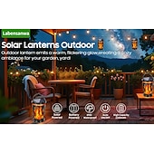 abordables Halloween al Aire Libre-1 linterna solar impermeable con forma de llama intermitente para exteriores, para Halloween y Navidad, con 28 luces LED, ideal para patio, jardín, césped, camino, terraza, luz colgante decorativa