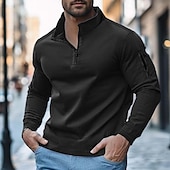 economico Felpa Tattica-Per uomo Felpa con cappuccio e zip Felpa con zip Nero Bianco Blu marino Blu Cachi Girocollo Colletto Mao Semplice Con zip Tasca Sport &amp; Outdoor Casuale Quotidiano Streetwear Cool Abbigliamento