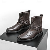 levne Biker Boots-Pánské Boty Motorkářské boty Chůze Vinobraní Na běžné nošení Bristké PU kůže Pohodlné Protiskluzové Teplý Kotníčkové Povaleč Elastická gumička Černá Hnědá Podzim Zima