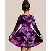 halpa 3D-perhosmekko-Tyttöjen 3D Perhonen Mekko Pitkähihainen Kesä Kevät Loma Päivittäin Pyhäpäivä Prinsessa Kaunis Makea Lapset 4-12 vuotta Rento mekko A linjainen mekko Polvipituinen Normaali