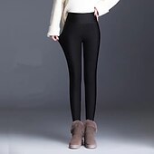 preiswerte Fleece gefütterte Leggings-Winter-Leggings in Übergröße mit Fleecefutter für die Oberbekleidung – glänzende, dehnbare, warme lange Damenhosen