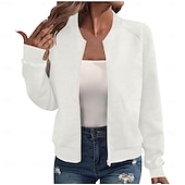 cheap Casual Jackets-Women&#039;s Casual Jacket Sport Jacket Textured Jackets Office / Career Daily Wear Going out Fall Regular Coat Stand Collar Regular Fit Warm Vintage Style Lady Casual Jacket Long Sleeve non-printing