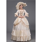 abordables Robes-ancien Rococo Renaissance Maxi Robe Normal Juliette Princesse Mariée Plissé Volanté Princesse Col rond Déguisement Femmes Halloween Carnaval Mascarade Soirée Halloween Performance Adultes