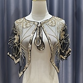 billige bryllup gjesteomslag-Kvinne wrap elegant solbeskyttelse kort erme blonde bryllupswraps med paljetter bryllup sommer