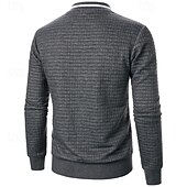baratos Jaquetas Casuais-Homens jaqueta leve Jaqueta casual Jaqueta do time do colégio Férias Diário Bolsos Emenda Primavera Outono Bloco de cor Moda Clássico Colarinho Chinês Padrão Tecido Waffle Preto Branco Vinho Azul