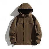 preiswerte Wasserdichte Jacken-Herren Windjacke Wanderjacke Hardshelljacke Außen Wasserdicht Winddicht Wanderoutfits Wanderbekleidung Frühling Herbst Oberteil Camping / Wandern / Höhlenforschung Laufen Einfarbig Schwarz Armeegrün