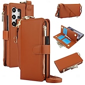 cheap Samsung Cases-Phone Case For Samsung Galaxy S25 S25 Plus S25 Ultra S23 Ultra Plus S23 Ultra S23 Plus A73 A53 A13 5G Wallet Case Zipper with Lanyard Card Slot Retro TPU PU Leather