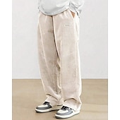 baratos calça casual-Homens Calças de Veludo Calças Calça casual Bolsos Cintura elástica Com Cordão Tecido Conforto Esportes Diário Moda Casual Preto Branco Micro-Elástica